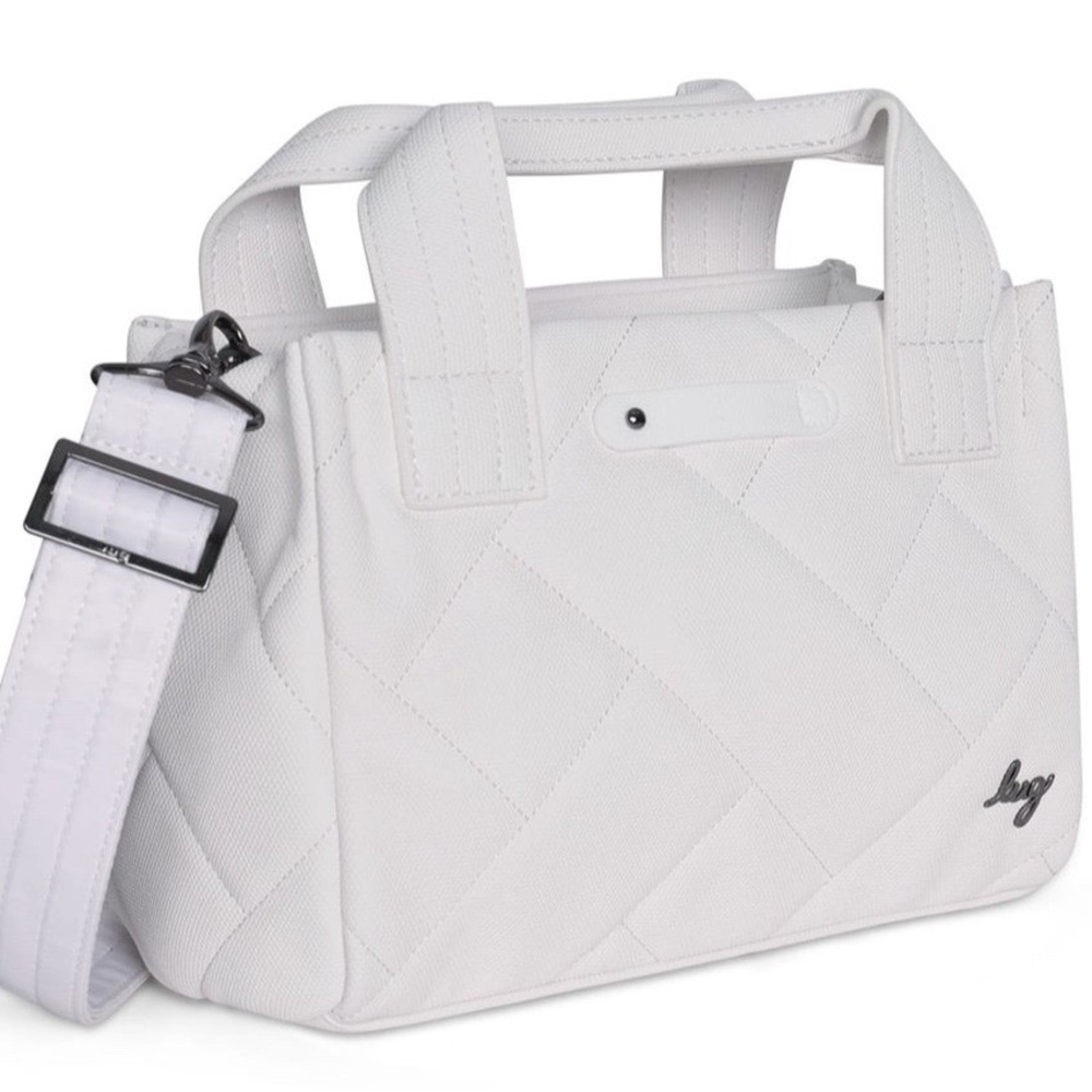 LUG Jitterbug White Matte Luxe Vegan Leather Quilted Crossbody Bag gun metal
